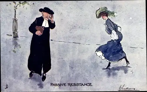 Künstler Ak Thackeray, Lance, Passive Resistance, Priester, Frau