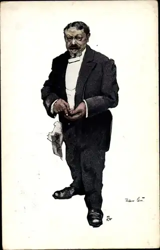 Künstler Ak Leu, Hans, Kellner Typen