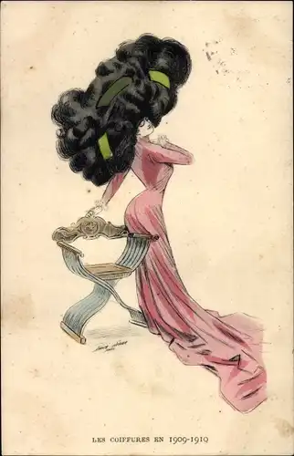 Künstler Ak Sager, Xavier, Les Coiffures en 1909 1910