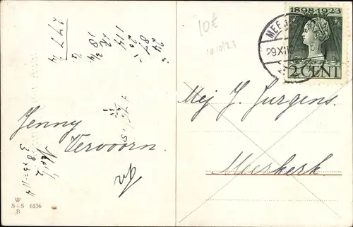 Künstler Ak Glückwunsch Neujahr, Frau auf Skiern, Skisprung