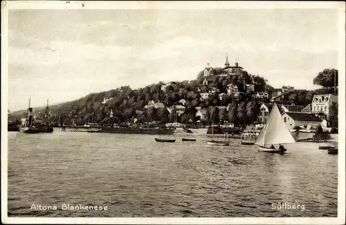 Ak Hamburg Altona Blankenese, Süllberg, Segelboot