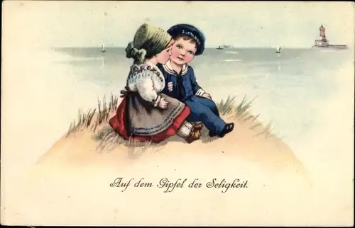 Ak Auf dem Gipfel der Seligkeit, Liebespaar, Tracht