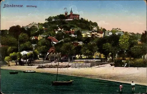 Ak Hamburg Altona Blankenese, Blick vom Wasser auf Ortschaft und Süllberg