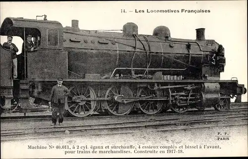 Ak Französische Eisenbahn, Dampflok No. 40.011