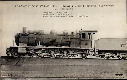 Ak Les Locomotives Francaises, Machine 231-808, Chemins de fer Tunisiens, Französische Eisenbahn