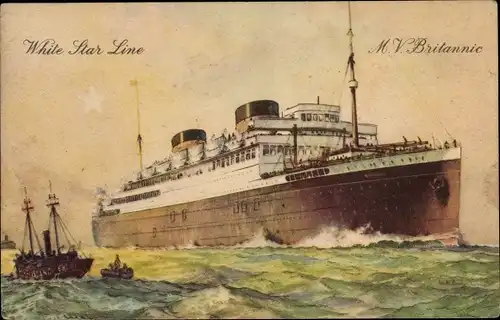 Ak MV Britannic, White Star Line, Passagierschiff