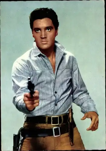 Ak Sänger und Schauspieler Elvis Presley, Portrait, Flammender Stern