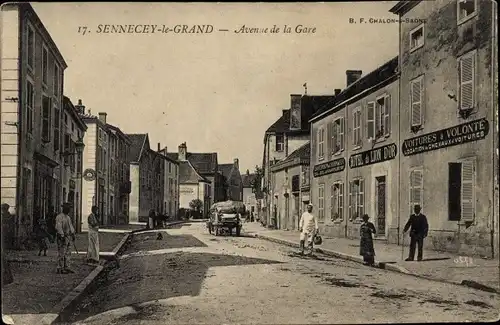 Ak Sennecey le Grand Saône et Loire, Avenue de la Gare, Hôtel