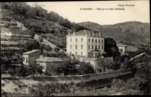 Ak Saint Felicien Ardèche, Villa sur la route d'Anmonay
