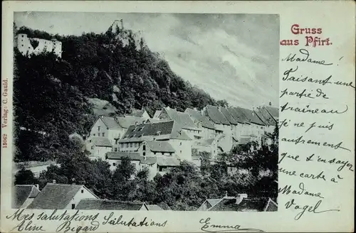 Ak Pfirt Elsass Haut Rhin, Teilansicht