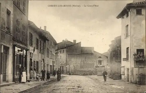 Ak Chessy les Mines Rhône, La Grande Rue