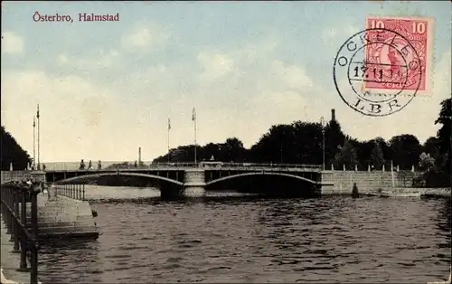 Ak Halmstad Schweden, Österbro, Brücke