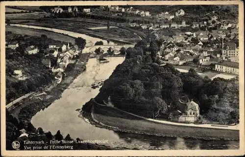 Ak Echternach Luxembourg, Vue Prise de L'Ernzerberg, Fluss