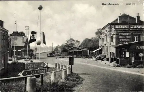 Ak Heer Agimont Wallonien Namur, Frontiere, Straßenkreuzung