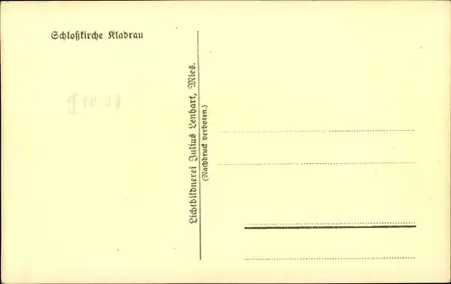 Ak Kladruby u Stříbra Kladrau Region Pilsen, Schlosskirche