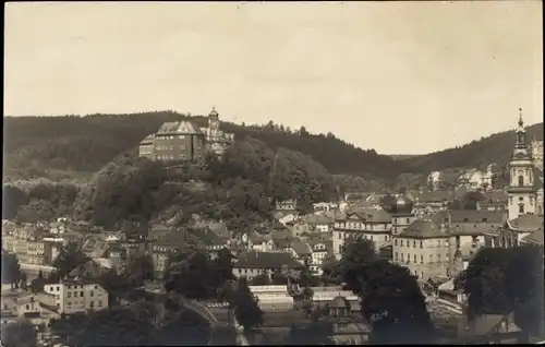 Ak Greiz im Vogtland, Panorama, Schloss, Kirchturm