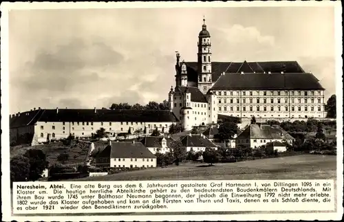 Ak Neresheim Württemberg, Benediktiner Abtei