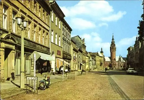 Ak Dahme in der Mark, Wilhelm Pieck Straße, Turm, Motorrad