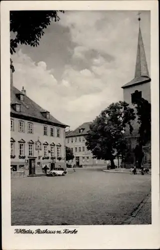 Ak Kölleda in Thüringen, Rathaus mit Kirche