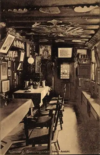 Ak Nürnberg in Mittelfranken, Bratwurstglöcklein, Innenansicht