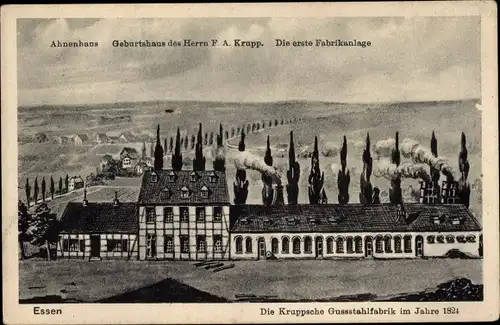 Künstler Ak Essen im Ruhrgebiet, Kruppsche Gussstahlfabrik 1824