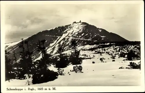 Ak Malá Úpa Kleinaupa Riesengebirge Region Königgrätz, Schneekoppe im Winter