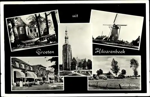 Ak Hilvarenbeek Nordbrabant, Windmühle, Markt, Kirche