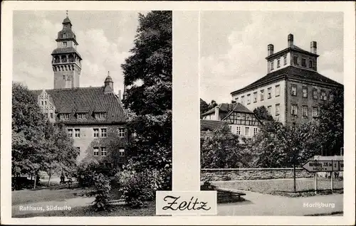 Ak Zeitz im Burgenlandkreis, Rathaus, Moritzburg