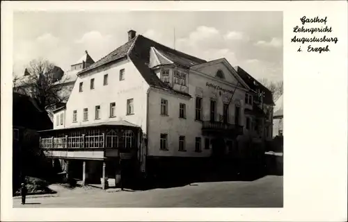 Ak Augustusburg im Erzgebirge, Gasthof Lehngericht, Außenansicht