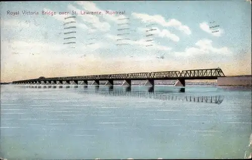 Ak Montreal Québec Kanada, Royal Victoria Bridge over St. Lawrence