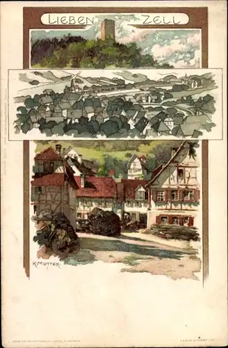 Künstler Litho Mutter, K., Bad Liebenzell im Schwarzwald, Ortsansichten