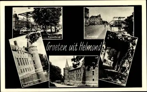 Ak Helmond Nordbrabant Niederlande, Kanaalbrug, Kanaaldijk, Kasteel Raadhuis