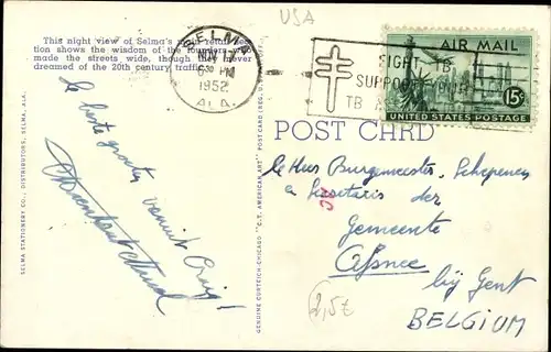 Mondschein Ak Selma Alabama, Broad Street at Night