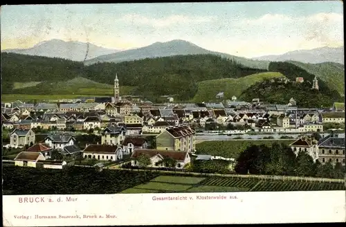 Ak Bruck an der Mur Steiermark, Gesamtansicht, Blick vom Klosterwalde