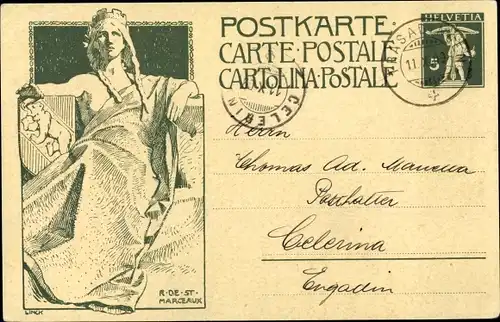 Ganzsachen Ak Schweiz, Fondation de l'Union Postale Universelle, Inauguration du Monument