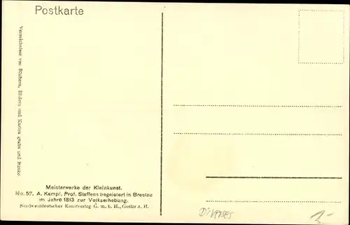 Künstler Ak Kampf, Arthur, Professor Steffens, Breslau, 1813, Volkserhebung