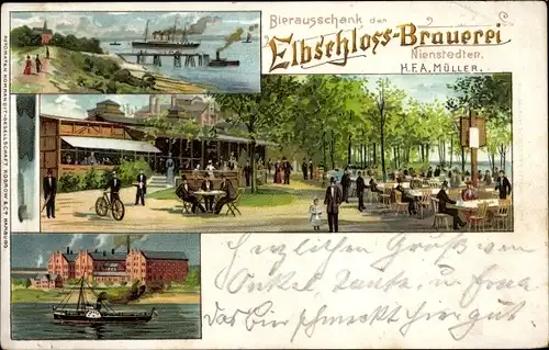 Litho Hamburg Altona Nienstedten, Elbschloss Brauerei