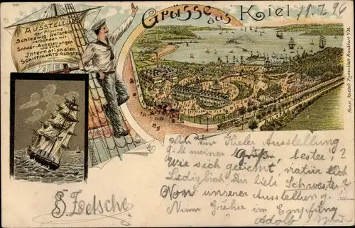 Litho Kiel in Schleswig Holstein, Ausstellung der Prov. Schl. Holst., Schifffahrts Ausstellung