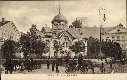Ak Vilnius Wilna Litauen, Cerkiew Pjatnicka, Kirche, Kutschen