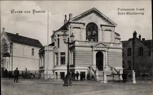 Ak Husum in Nordfriesland, Freimaurerloge, Ecke Mönckeweg