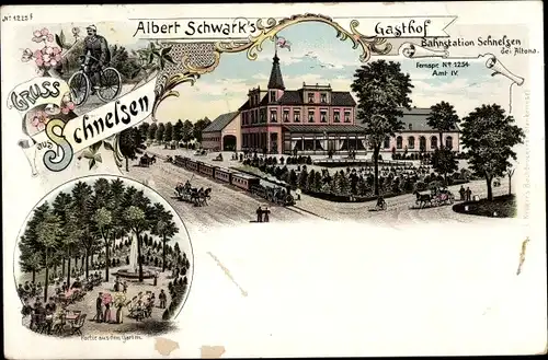 Litho Hamburg Eimsbüttel Schnelsen, Gasthof, Gartenpartie, Sammlung Lachmund