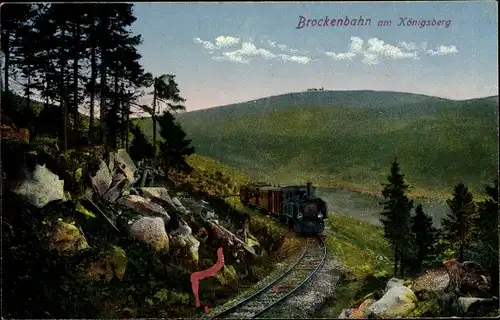 Ak Brocken Nationalpark Harz, Brockenbahn, Königsberg