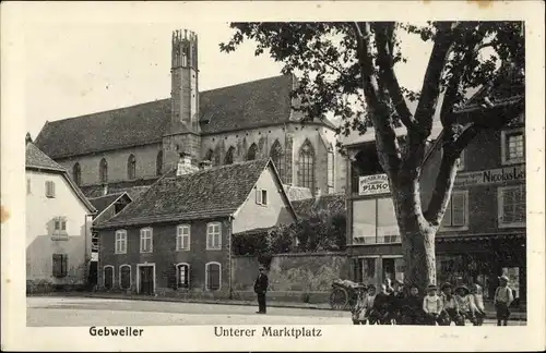 Ak Guebwiller Gebweiler Elsass Haut Rhin, Unterer Marktplatz