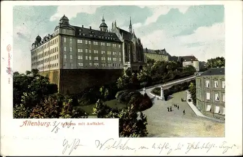 Ak Altenburg in Thüringen, Schloss mit Auffahrt