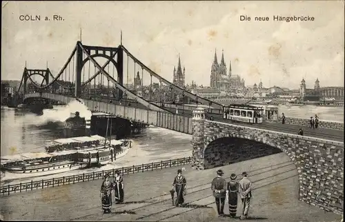 Ak Köln am Rhein, neue Hängebrücke
