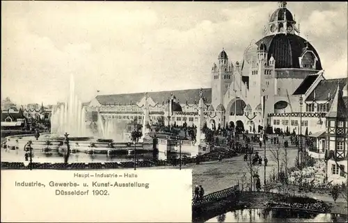 Ak Düsseldorf am Rhein, Hauptindustriehalle, Industrie-, Gewerbe- und Kunstausstellung 1902