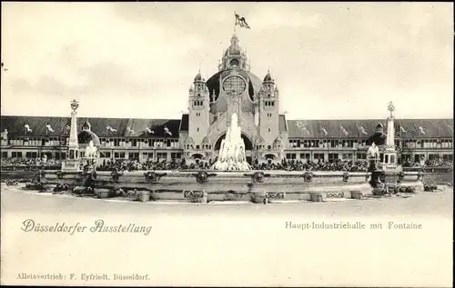 Ak Düsseldorf, Hauptindustriehalle mit Fontaine