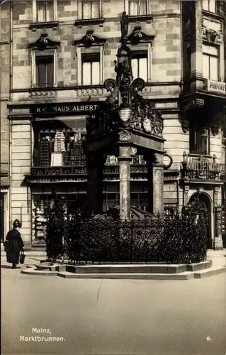 Ak Mainz am Rhein, Marktbrunnen