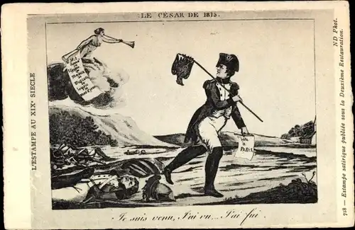 Künstler Ak Estampe satirique sous la Deuxieme Restauration, Le Cesar de 1815, Napoleon