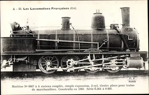 Ak Französische Eisenbahn, Est, Dampflok, Tender 0.667